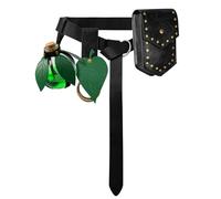 Medieval Belt Waist Bag, Women Leather Renaissance Pouch Potion Bottle Belt, Renfaire Festival Costume Halloween Accessories, 1 Bottle-Black B, Medieval