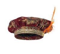 Medieval Beret - Historical Headpiece with Feathers Muffin Style | Tudor Style Feathered Renaissance Hat | Muffin Role Play Costume Accessory | Historical Reenactment Festival The