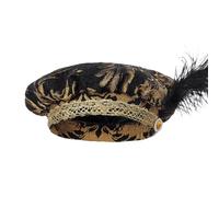 Medieval Beret - Historical Headpiece with Feathers Muffin Style | Tudor Style Feathered Renaissance Hat | Muffin Role Play Costume Accessory | Historical Reenactment Festival The