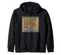 Medieval Bestiary Rooster c. 1270 Zip Hoodie