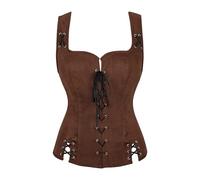 Medieval Blacksmith Costume Tanks The Medieval Court Gentlemen Wore Stage Costumes with Coat Muichiro Cosplay Costume (Brown, XXL)
