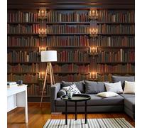 Medieval Bookshelf Candle Wallpaper Mural Vintage Illustration Photo Wallpaper Nature 3D Wall Mural 250X175Cm Rusty Brown Art Print Decoration Poster Picture For Living Room Bedroom Tv Backdrop