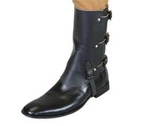 Medieval Boots,Medieval Shoes Medieval Steampunk Style Pu Leather Leg Boot Covers Retro Shoe Half Armor Accessories(Black)