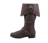 Medieval Boots Men Pirate Style Tall Boots Men's Faux Leather Pirate Boot Aged Leather Look Shaft Country Western Boot Adult Fancy Dress Accessory Shoes Accessories Halloween Carnival Party Outfits