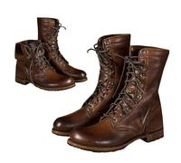 SIULAS Medieval Boots PU Leather Motorcycle Boots Retro Riding Boots Knight Boots Lace Up Boots,Brown,42