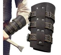 Medieval Brigandine Arm Guards - PU Renaissance Bracers, Adjustable Arm Guards | Medieval Soft PU Buckle Bangles Brazers, Accessories p