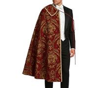 Medieval Brocade Half Shoulder Cloak -110cm Renaissance Noble Cape Costume for Cosplay | Festival, Theatre Performance and Themed Events, 43" Polyester Robe