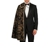 Medieval Brocade Half Shoulder Cloak -110cm Renaissance Noble Cape Costume for Cosplay | Festival, Theatre Performance and Themed Events, 43" Polyester Robe