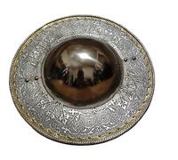 Medieval Buckler Shield | Renaissance Etched Stainless Steel Hand Shield | Historical Reenactment & LARP