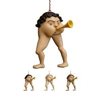 Medieval Butt-Trumpet Ornament, 2D Butt Trumpet Player Xmas, Humorous Grotesque Tree Decorations, Unique Dual-Leg Shape, Medieval Grotesque Ornament, Nspired Gift for Art History Lover (B)