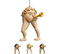 Medieval Butt-Trumpet Ornament, 2D Butt Trumpet Player Xmas, Humorous Grotesque Tree Decorations, Unique Dual-Leg Shape, Medieval Grotesque Ornament, Nspired Gift for Art History Lover (A)