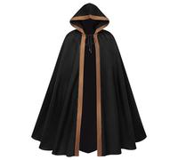 Medieval Cape, Mens Medieval Hooded Cloak Adult Vintage Short Renaissance Cape With Hood Halloween Cosplay Ren Faire Costume