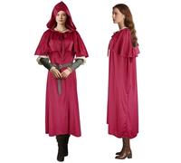 Medieval Cape with Shoulder Armour & Adjustable Belt 3-in-1 Hooded Cape Renaissance Clothing for Men and Women Versatile Costume for Witches, Pirates, Cosplay (LARP, Hobbit), Halloween