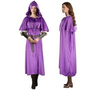 Medieval Cape with Shoulder Armour & Adjustable Belt 3-in-1 Hooded Cape Renaissance Clothing for Men and Women Versatile Costume for Witches, Pirates, Cosplay (LARP, Hobbit), Halloween