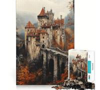 Medieval Castle in Autumn Teenager Jigsaw Puzzles 1000 Pieces Home Fun Sharp Detail Family Fun Wall Display (50x75cm)