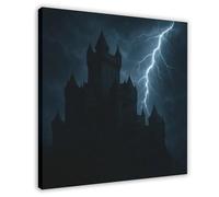 Medieval Castle in The Storm Poster Canvas Poster Wall Art Print Picture Paintings 24x24inch(60x60cm)