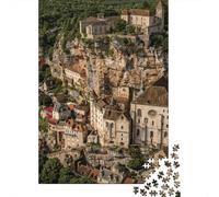 Medieval Castle Jigsaw Puzzle for Game 1000 Pieces Cliff Stone Houses Beginners Puzzle Starters Anxiety Relief Secret Santa Gift 70x50cm/1000pcs