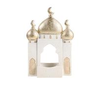 Medieval Castle Tower Statue with Gold Dome for Ramadan Table Decor | Resin Figure, 21x13.2x6.2cm Size, Desks and Eid Home Display, Crescent Moon Detail