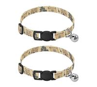 Medieval Castles Dog Bell Collar 2 Pack Puppy Collar Adjustable Length 10.6" to 17.1"