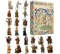 Medieval Cat Ad-vent Calendar 2025, Countdown Calendar Cat Ornament | 24 Day 2D Flat Acrylic Cats Collectible Toy,Advent Countdown Calendars | For Teen Adult Gitft Christmas Decoration Ornaments