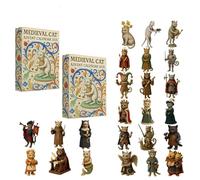 Medieval Cat Advent Calendar 2025, 24 Day Christmas Countdown Calendar with 24 Unique Acrylic Mini Cat Figurines, Cute Animal Themed Xmas Decoration Set for Cats Lovers (2pcs)