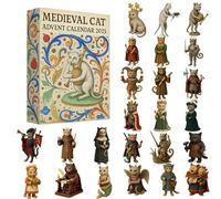 Medieval Cat Advent Calendar 2025, 24 Days Christmas Countdown Calendar with Unique Acrylic Cat Oranments in Medieval Costumes, Holiday Countdown Gifts for Cats Lovers & History Fans (1pc)