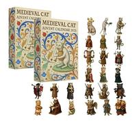 Medieval Cat Advent Calendar 2025, 24 Days of 2D Acrylic Cat Ornaments in Historical Costumes, Unique Christmas Countdown for Cat Lovers & Collectors, Office & Home Tree Decor (2pcs)