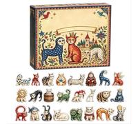 Medieval Cat Advent Calendar 2026, 24 Days Acrylic Hanging Ornaments | Funny Ugly Medieval Cat Designs, Whimsical Cat Decorations for Xmas Tree Mantel Fireplace, Gift for Kids Boys Girls Adults