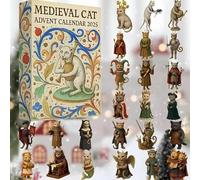 Medieval Cat Advent Calendars 2025 | 24 Day Ugly Medieval Cats Ornaments Christmas Countdown Calendar 2025 | Mini Weird Kitten Pendant Advent Calendars Christmas Tree Decor for Cat Lovers Gift