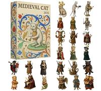 Medieval Cat Advent Calendars 2025 | 24 Days Christmas Countdown Calendar with 2D Acrylic Cat Knight Figurines Ornaments | Fantasy Medieval Cats Ad-vent Calendar for Cats Lovers & Collectors