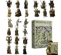Medieval Cat Advent Calendars 2025, 24 Days Ugly Cat Christmas Ornament Countdown Calendar, 2D Acrylic Medieval Theme Flat Toy Pendant, Multiple Styles Cats Collectible Ornaments For Tree, Window