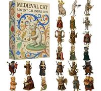 Medieval Cat Advent Calendars 2025, 24 Days Ugly Cats Ornaments Christmas Countdown Calendar, Funny Animal Cat Pendants Advent Calendars, Weird Cats Christmas Tree Decorations Countdown Calendar