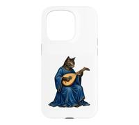 Medieval Cat Bard Playing Lute Manuscript Art Case for iPhone 15 Pro