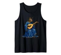 Medieval Cat Bard Playing Lute Manuscript Art Tank Top