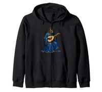 Medieval Cat Bard Playing Lute Manuscript Art Zip Hoodie