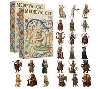 Medieval Cat s 2025, 2 Pack 24-Day Christmas Countdown Calendar, 2d Flat Acrylic Cat Pendant, Christmas Cats Countdown Ornament For Kids Toddler Teen Adult Boy Girl Women Men Family