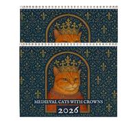 Medieval Cats with Crowns Calendar 2026, Medieval Cat Wall Calendar 2026, Renaissance Style Cat Paintings, Unique White Elephant Gag Gift, for Cat Lovers (2PC)