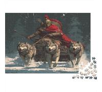 Medieval Cavalry Jigsaw Puzzles Dogs Pulling Sleds Challenge Toy Educational Games Home Decoration for Adults& Teenager Age 14 Years Up 1000pcs (75x50cm)