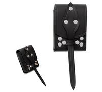 Medieval Celtic Leather Belt Pouch - 100% Genuine Handcrafted Bag with Embossed Knotwork & Cross, Viking LARP & Renfair, Black - Leather Pouch