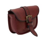 Medieval Celtic Leather Belt Pouch - 100% Genuine Handcrafted Bag with Embossed Knotwork & Cross, Viking LARP & Renfair, Maroon W/Brass Buckle, Medieval