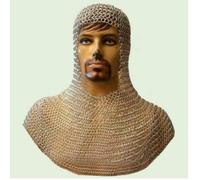 Medieval Chainmail Coif Hood Metallic Silver Historical Armour Replica | Chainmaille Aluminium Reenactment LARP Headwear for Men Renaissance SCA
