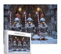 Medieval Chicken Knight 1000 Piece Jigsaw Puzzles for Adults Candy Cane Weapon Art Jigsaw Puzzle Challenging Family Activity Games Colorful DIY Craft Puzzle for Home Decor Gifts 27×20 Inches