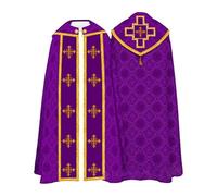 Medieval Cloak Fringe Cross Print Cape Stage Prayer Robe
