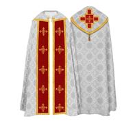 Medieval Cloak Fringe Cross Print Cape Stage Prayer Robe