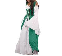 Medieval Clothing Women's Dress - Renaissance Maxi Dress Women's Trumpet Sleeves Vintage Victorian Clothing 2 Pieces Halloween Carnival Party Costume Retro Party Dress Fancy Dress Outfit Carnival