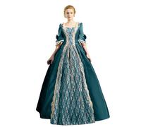 Medieval Clothing Women's Renaissance Dress Women's Gothic Dress Retro Lace Maxi Dresses Flared Sleeves Tied Waist Party Dresses Colour Block Off Shoulder Witch Dress Medieval