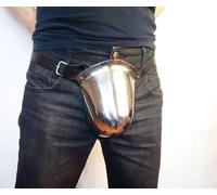 Medieval Codpiece 18-Gauge Steel Groin Protector with Adjustable Leather Straps for SCA Reenactment Armor and LARP - Authentic 15th Century Knight's Crotch Protection