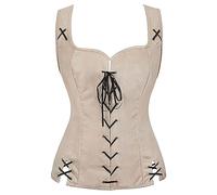 Medieval Cookbook Ever Printed Women's Vest Cosplay Costume Bodice Tank The Medieval Court Men Were Stage Costumes Japanese Yukata Kimono Costume Anime (Beige, XXXL)