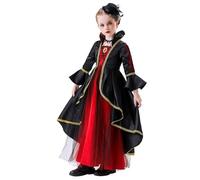Medieval Cosplay Costume for Kids Halloween Party Dress Up Festival Performance Outfit Elegant Lace Design (A1-Black, 11-12 Years)