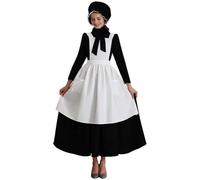 Medieval Cosplay Dress Elegant Beer Festival Halloween Costume Wolf Grandma Farm Historical Gown (Black, XXL)